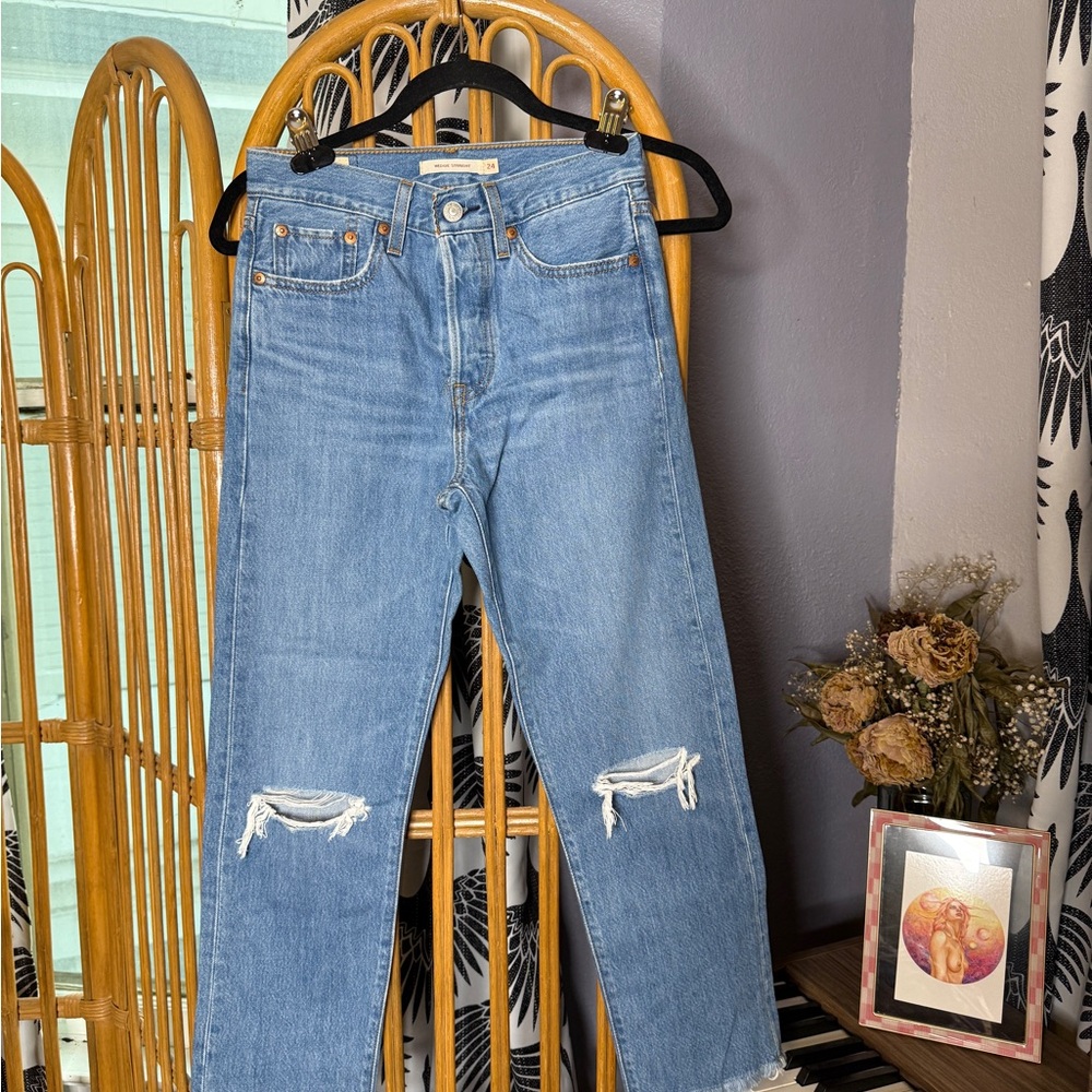 Levi's Light Blue Distressed Ankle Jeans